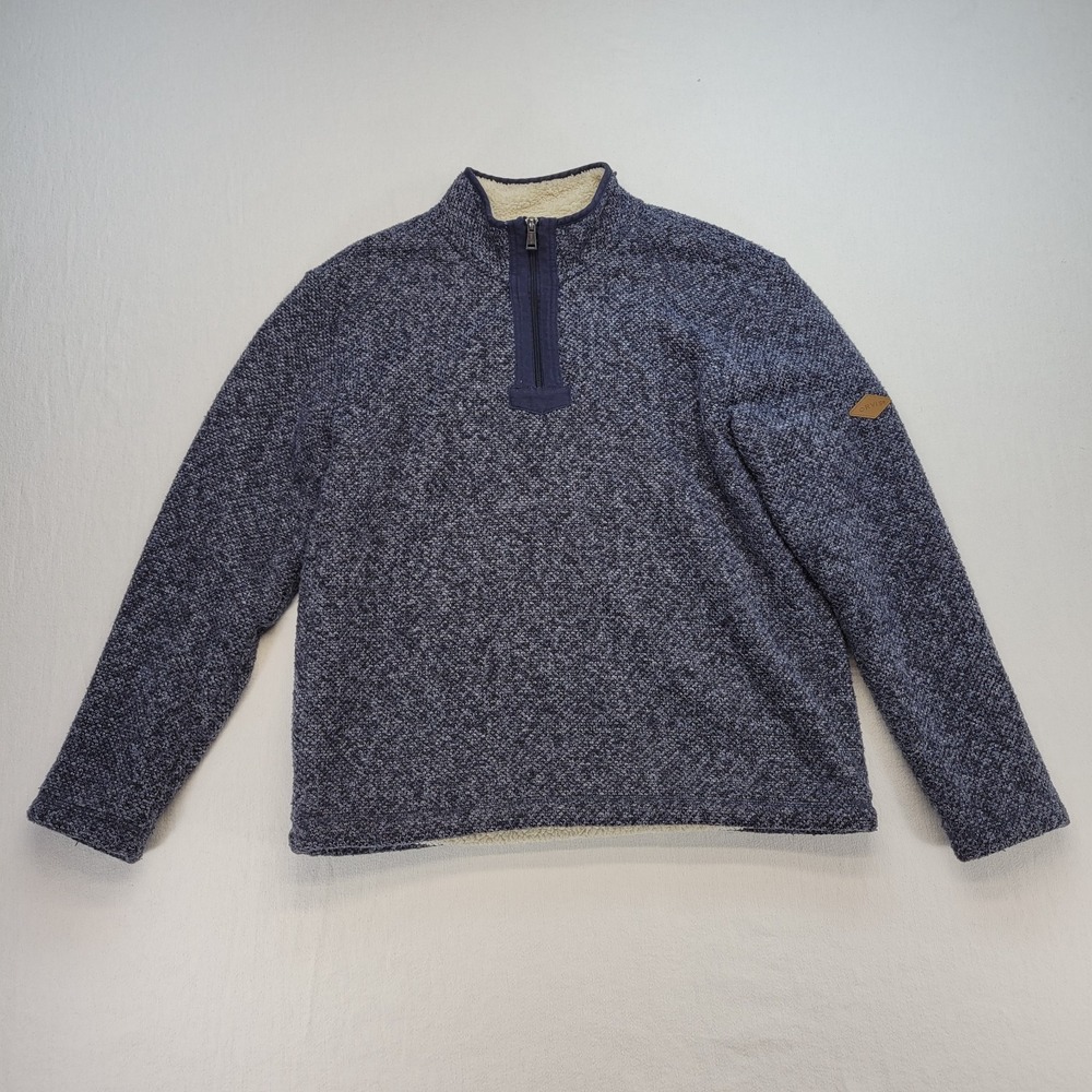 Orvis Sweater Mens Medium Blue Brighton Quarter 1/4 Zip Sherpa Lined Pullover